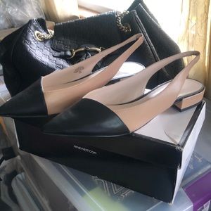 Nine West Tan/Black Slingback Flats